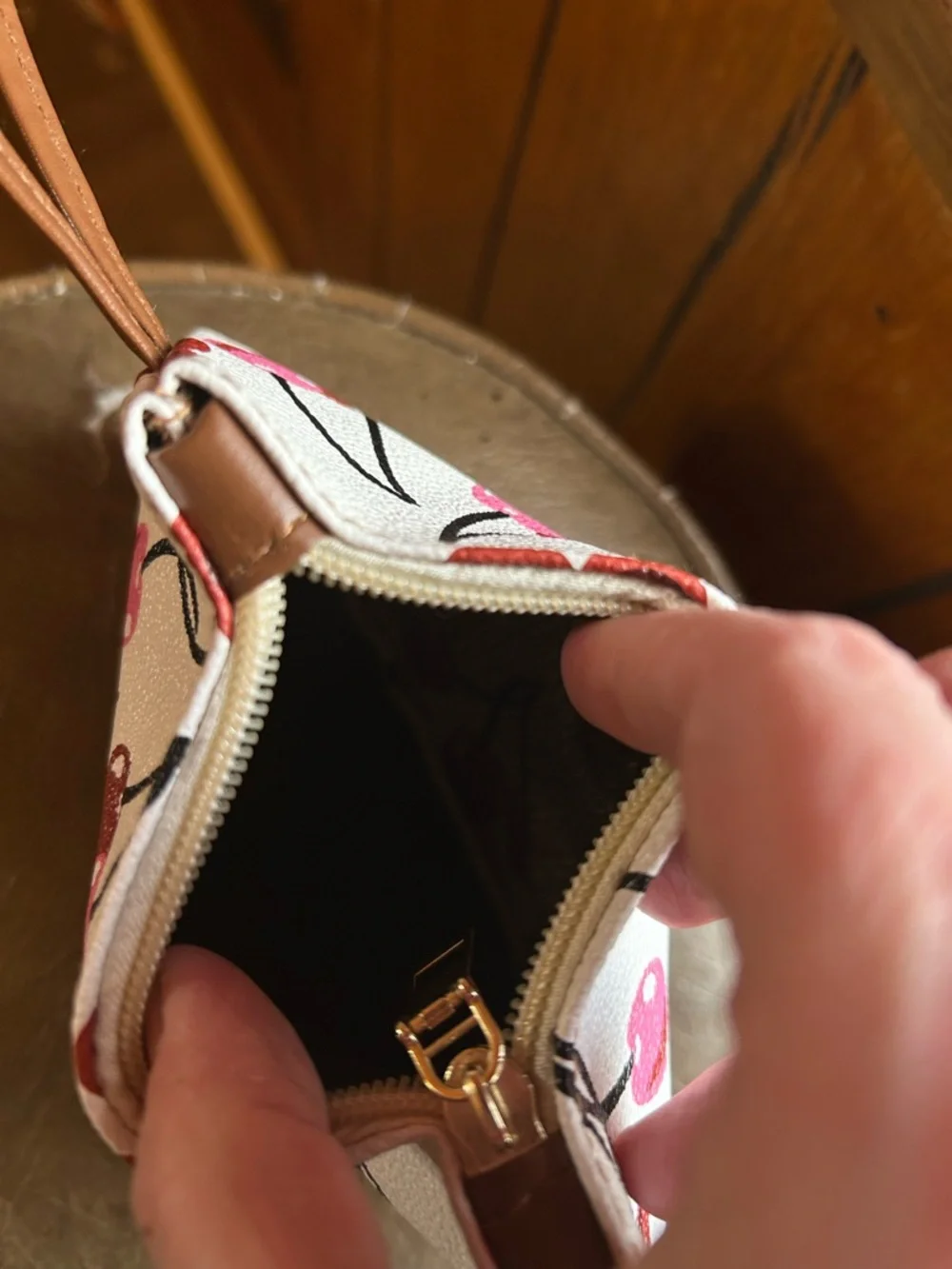 Cherry Print Tote Bag in Pink and Red - Picture 4 of 4